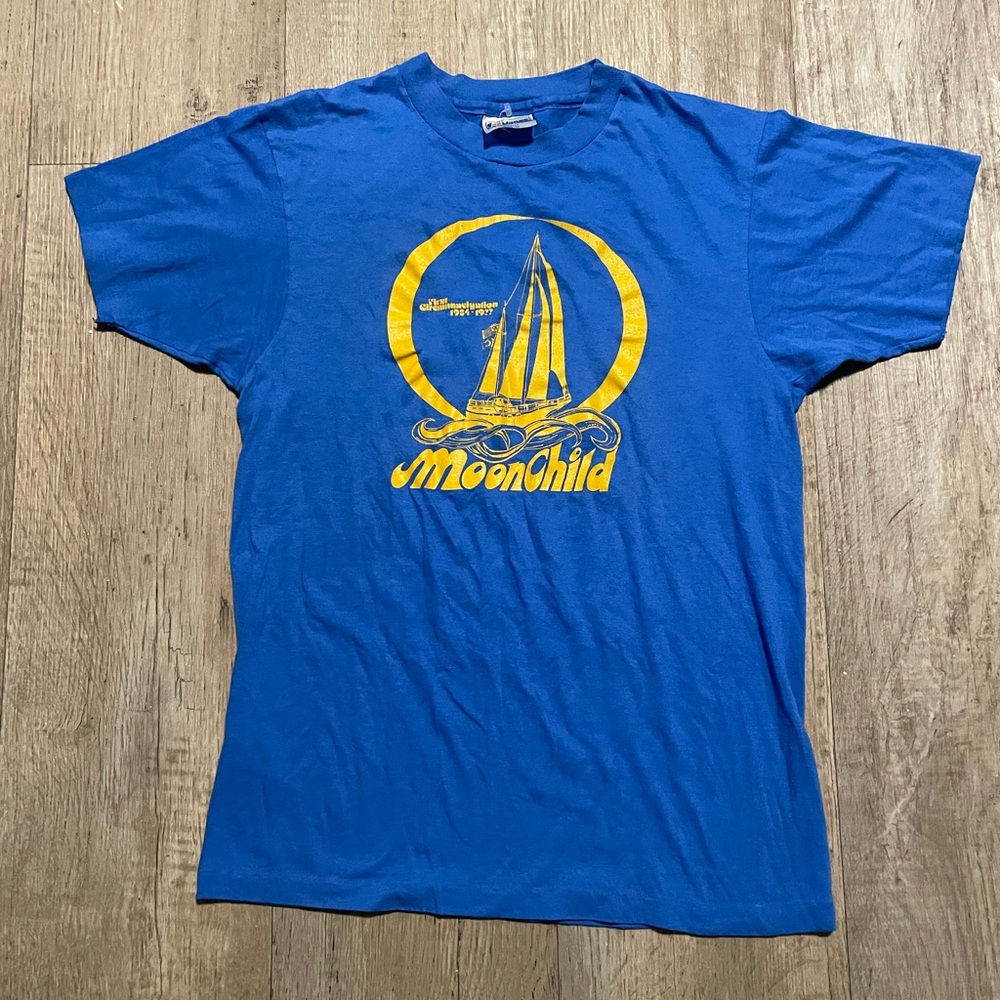 Vintage 1970s MoonChild Sailing Circumnavigation Graphic Tee